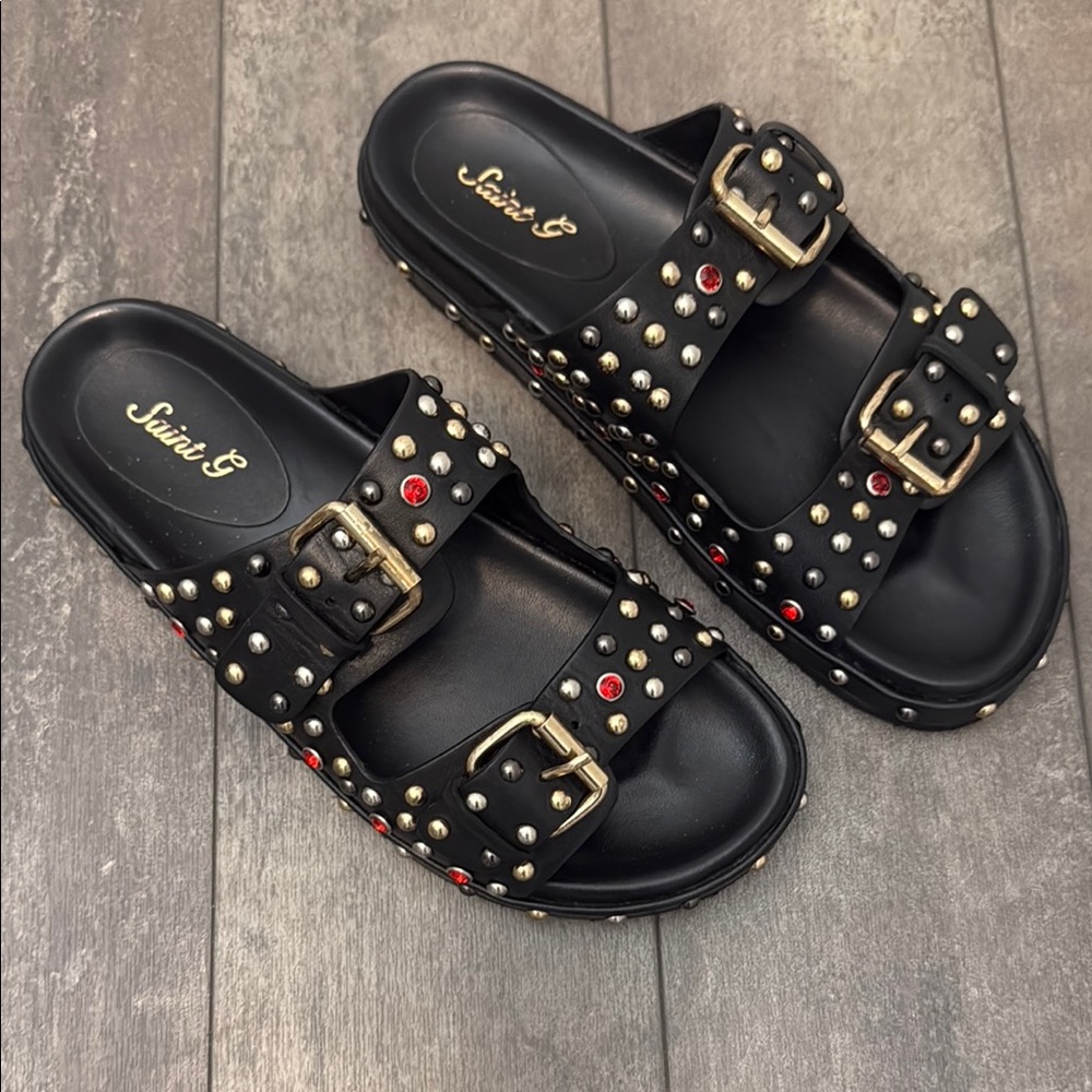 NEW! Saint G “Emily” Studded Double Buckle Platform Sandal, size 38